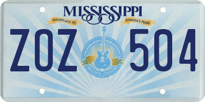 MS license plate ZOZ504