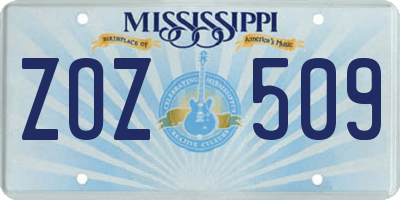 MS license plate ZOZ509