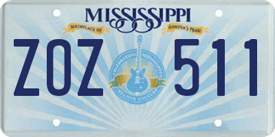 MS license plate ZOZ511