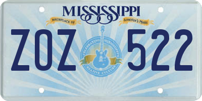 MS license plate ZOZ522