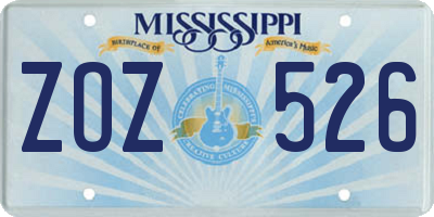 MS license plate ZOZ526