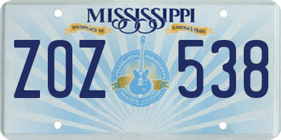 MS license plate ZOZ538