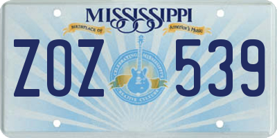 MS license plate ZOZ539