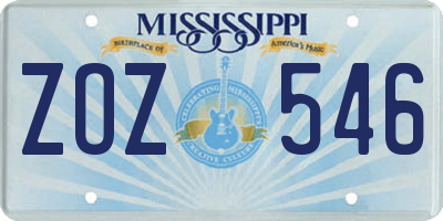 MS license plate ZOZ546