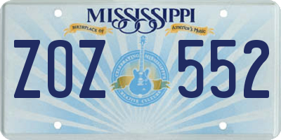 MS license plate ZOZ552