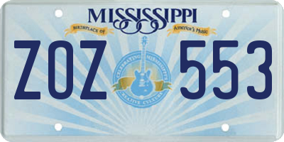 MS license plate ZOZ553
