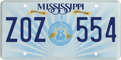 MS license plate ZOZ554