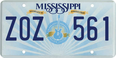 MS license plate ZOZ561