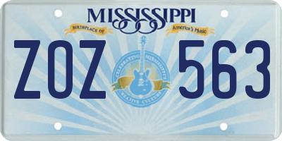 MS license plate ZOZ563