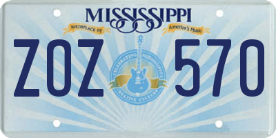 MS license plate ZOZ570