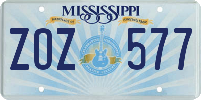 MS license plate ZOZ577
