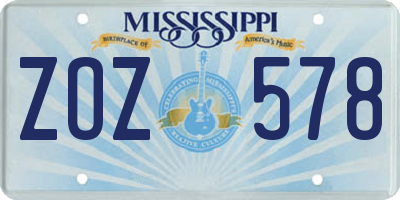 MS license plate ZOZ578