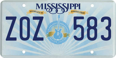 MS license plate ZOZ583
