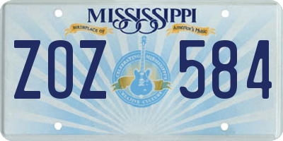 MS license plate ZOZ584