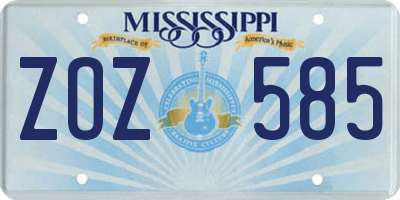 MS license plate ZOZ585