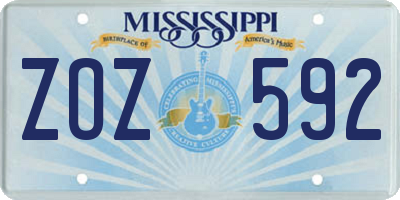 MS license plate ZOZ592