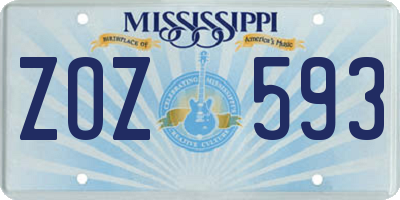MS license plate ZOZ593