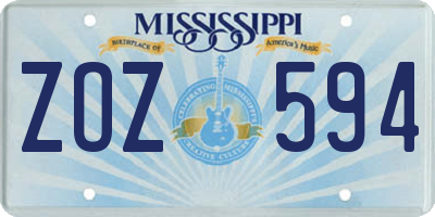 MS license plate ZOZ594