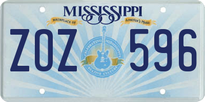 MS license plate ZOZ596