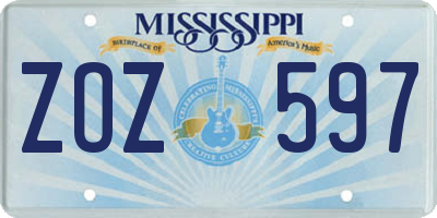 MS license plate ZOZ597
