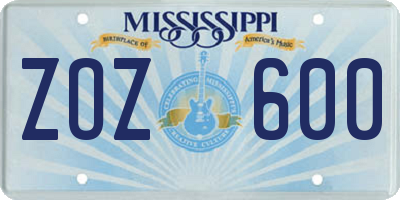 MS license plate ZOZ600