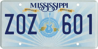 MS license plate ZOZ601