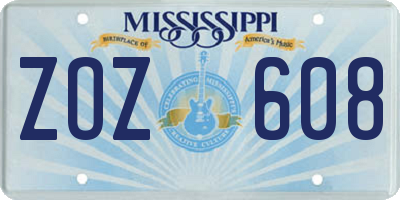 MS license plate ZOZ608