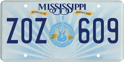 MS license plate ZOZ609