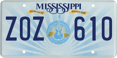 MS license plate ZOZ610