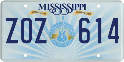 MS license plate ZOZ614