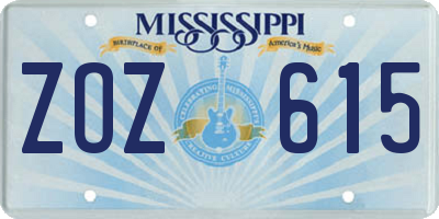 MS license plate ZOZ615