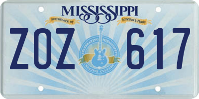 MS license plate ZOZ617