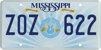 MS license plate ZOZ622