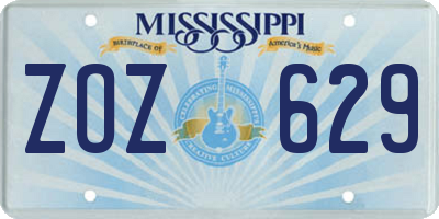 MS license plate ZOZ629