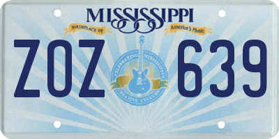MS license plate ZOZ639