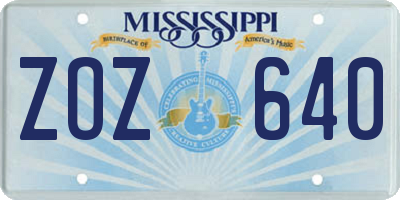 MS license plate ZOZ640