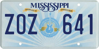 MS license plate ZOZ641