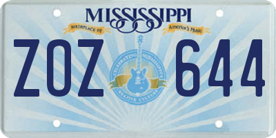 MS license plate ZOZ644