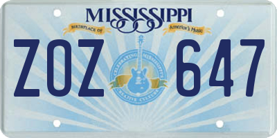 MS license plate ZOZ647