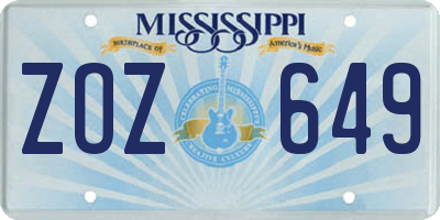 MS license plate ZOZ649