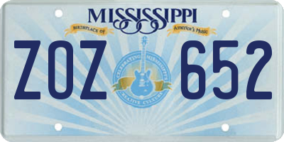 MS license plate ZOZ652