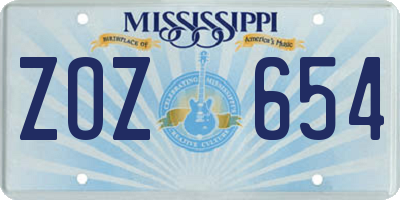 MS license plate ZOZ654