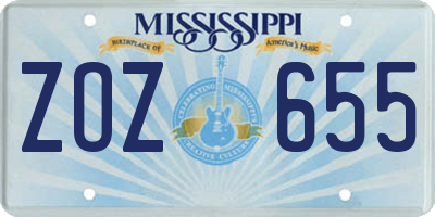 MS license plate ZOZ655