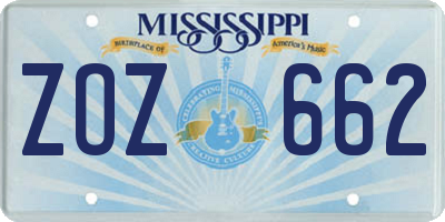 MS license plate ZOZ662