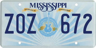 MS license plate ZOZ672