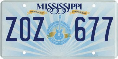 MS license plate ZOZ677