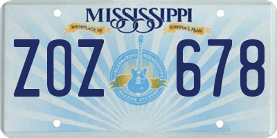 MS license plate ZOZ678