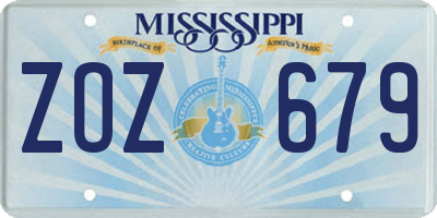 MS license plate ZOZ679