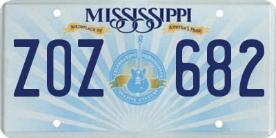 MS license plate ZOZ682