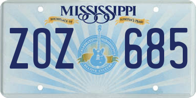 MS license plate ZOZ685